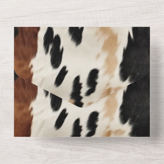 Western bruin crème Koeienhuid All In One Uitnodiging (Achterkant)