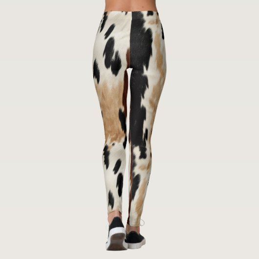 Western bruin crème Koeienhuid Dier Leggings (Achterkant)