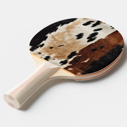 Western bruin crème Koeienhuid Dier Tafeltennisbatje (Voorkant Gekanteld)