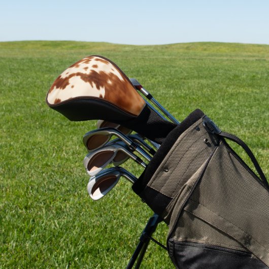 Western bruin crème Koeienhuid Golfheadcover (Insitu)