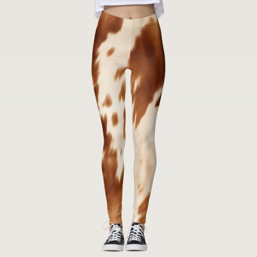 Western bruin crème Koeienhuid Leggings (Voorkant)