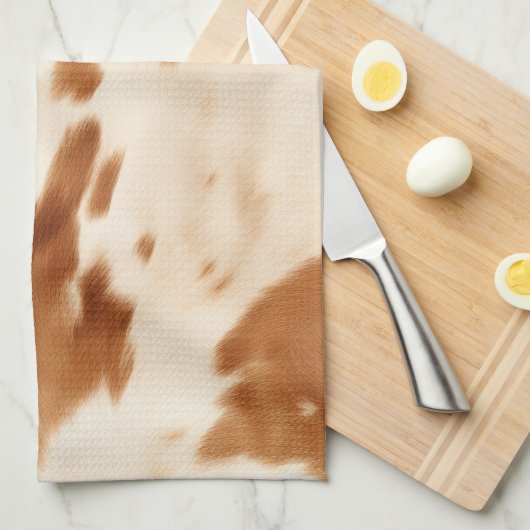 Western bruin crème Koeienhuid Theedoek (Quarter Fold)