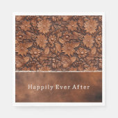 Western bruin faux lederen bloemig servet (Voorkant)