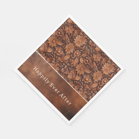 Western bruin faux lederen bloemig servet (Hoek)