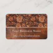 Western bruin faux lederen bloemig visitekaartje (Voorkant)