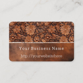 Western bruin faux lederen bloemig visitekaartje