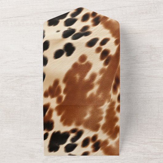 Western Bruin Koeienhuid bruiloft All In One Uitnodiging (Buitenkant)