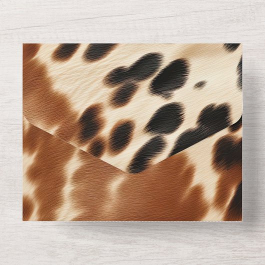 Western Bruin Koeienhuid bruiloft All In One Uitnodiging (Achterkant)