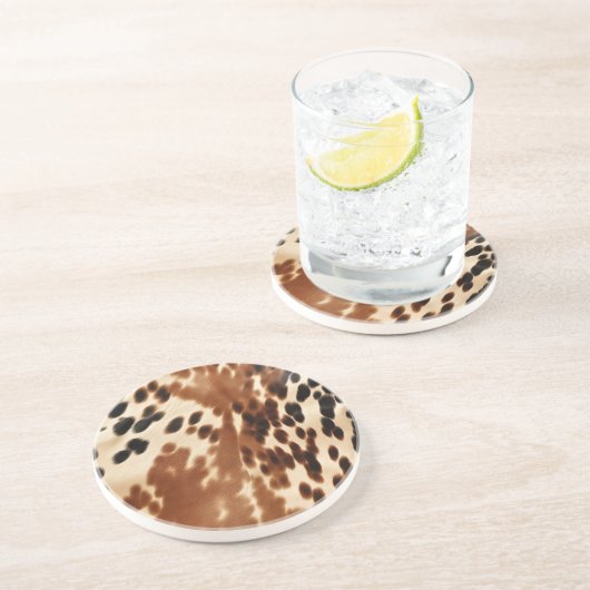 Western bruin Koeienhuid Zandsteen Onderzetter (Zijkant)