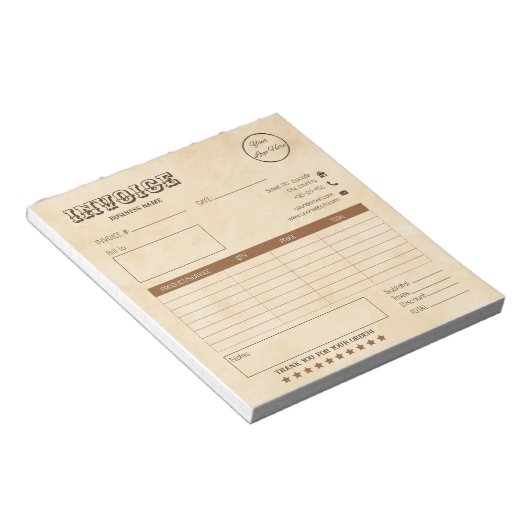 western bruin met logo Small Business Invoice Notitieblok (Schuin)