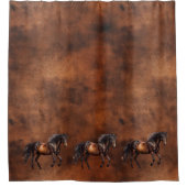 Western bruin paard cowboy cowgirl douchegordijn (Voorkant)