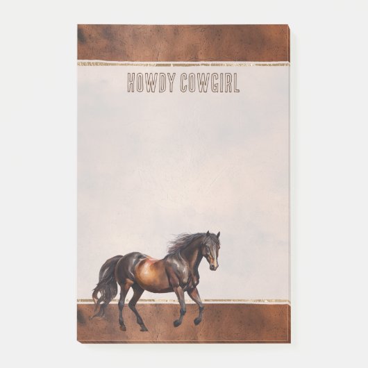 Western bruin paard cowboy cowgirl post-it® notes (Voorkant)