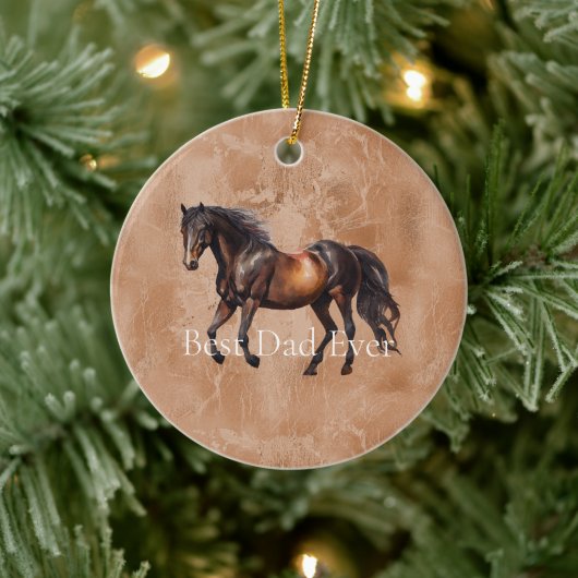 Western bruin paard keramisch ornament (Boom)