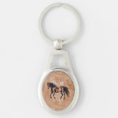 Western bruin paard sleutelhanger (Voorkant)