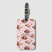 Western Bruin Roze Cowgirl Petten Harten Bagagelabel (Voorkant (verticaal))