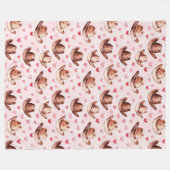 Western Bruin Roze Cowgirl Petten Harten Fleece Deken (Voorkant (Horizontaal))