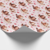 Western Bruin Roze Cowgirl Petten Harten Verjaarda Cadeaupapier (Hoek)