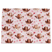 Western Bruin Roze Cowgirl Petten Harten Verjaarda Groot Cadeauzakje (Voorkant)