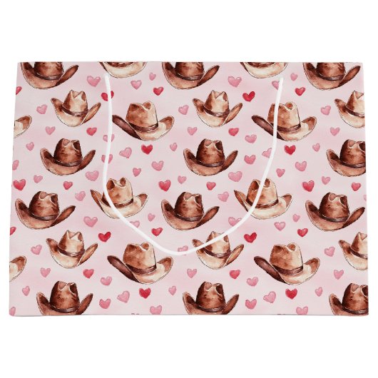 Western Bruin Roze Cowgirl Petten Harten Verjaarda Groot Cadeauzakje (Voorkant)