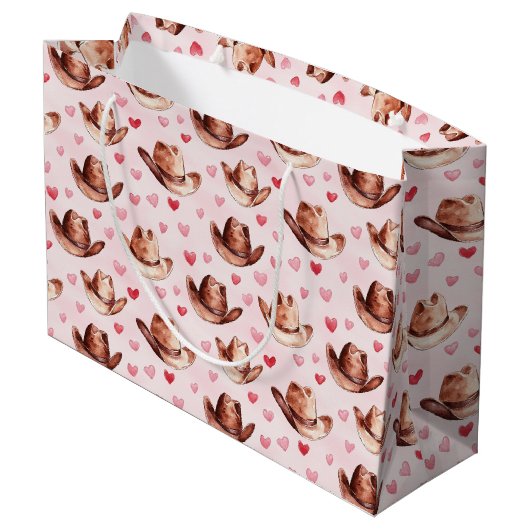 Western Bruin Roze Cowgirl Petten Harten Verjaarda Groot Cadeauzakje (Achterkant Gekanteld)