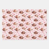 Western Bruin Roze Cowgirl Petten Harten Verjaarda Inpakpapier Vel (Voorkant)