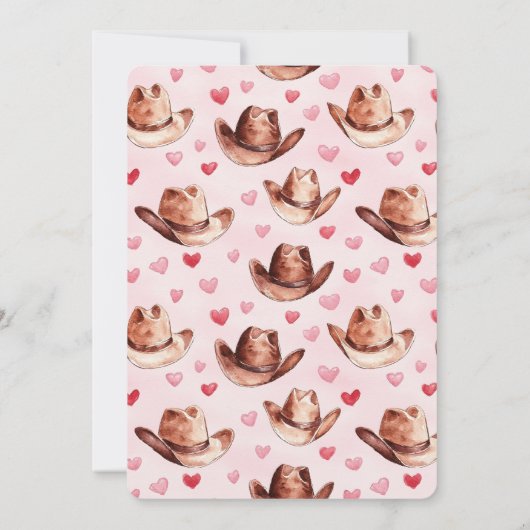 Western Bruin Roze Cowgirl Petten Harten Verjaarda Kaart (Achterkant)