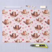 Western Bruin Roze Cowgirl Petten Harten Verjaarda Tissuepapier (Craft)