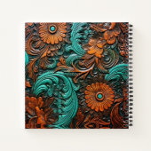 Western bruin turkoois bewerkt leder notitieboek (Achterkant)