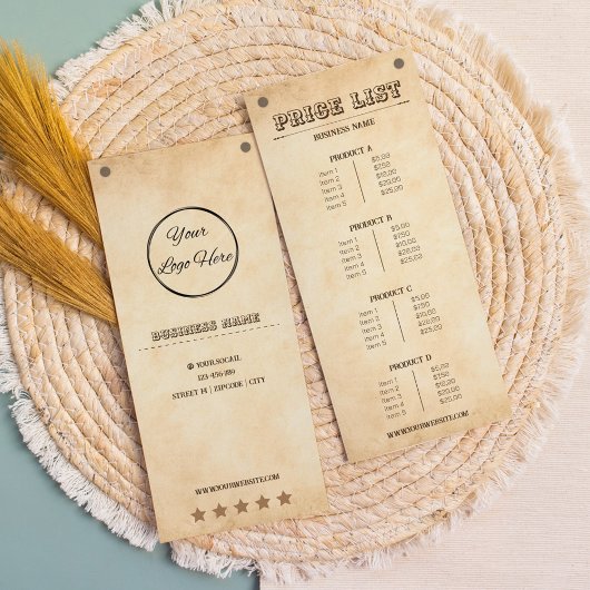 Western bruin uw logo land prijslijst reclamekaart