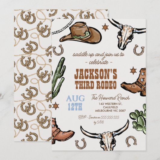 Western Bruin Wilde Westen Cowboy Rodeo Verjaardag Kaart (Voorkant / Achterkant)