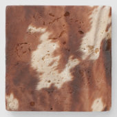 Western Bruin Wit Dier Koeienhuid Stenen Onderzetter (Voorkant)