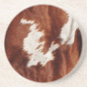 Western Bruin Wit Dier Koeienhuid Zandsteen Onderzetter (Voorkant)