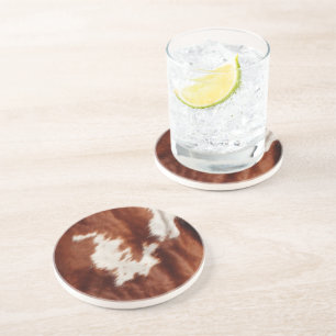 Western Bruin Wit Dier Koeienhuid Zandsteen Onderzetter