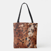 Western Bruin Wit Zwart Dier Koeienhuid Tote Bag (Achterkant)