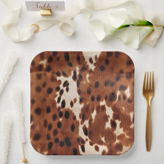 Western bruin zwart cowboy Koeienhuid Papieren Bordje (Huwelijk)