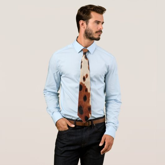 Western bruin zwart cowboy Koeienhuid Stropdas (In situ)