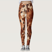 Western bruin zwart crème Koeienhuid Leggings (Voorkant)