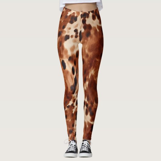 Western bruin zwart crème Koeienhuid Leggings (Voorkant)