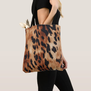 Western Bruin Zwart Koeienhuid Dier Tote Bag