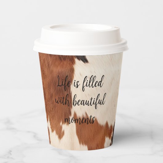 Western bruin zwart Koeienhuid Papieren Bekers (Voorkant)