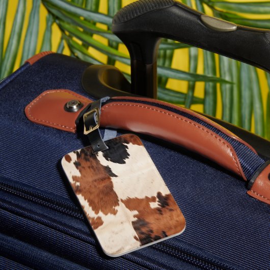 Western bruin zwart wit Koeienhuid Bagagelabel (Voorkant Insitu 1)
