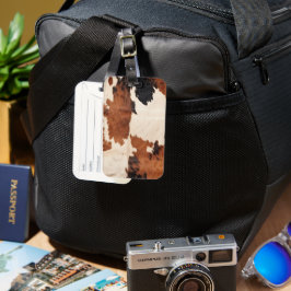 Western bruin zwart wit Koeienhuid Bagagelabel