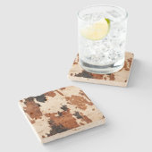 Western bruin zwart wit Koeienhuid Stenen Onderzetter (Zijkant)