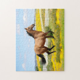 Western Buckskin-paard dat door een veld loopt Legpuzzel