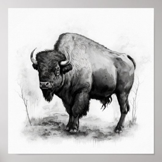 Western Buffalo Art Print Poster (Voorkant)
