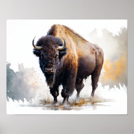 Western Buffalo Art Print Poster