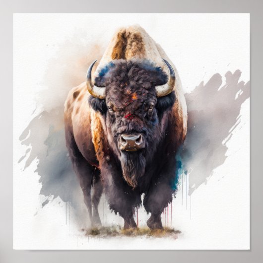 Western Buffalo Art Print Poster (Voorkant)