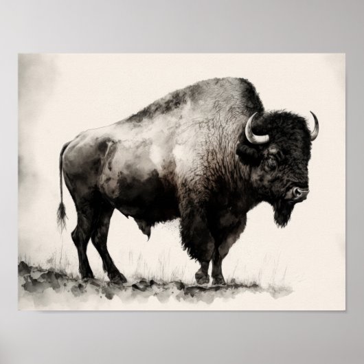 Western Buffalo Art Print Poster (Voorkant)