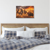 Western Buffalo Hunt Sunset Landscape Canvas Afdruk (Insitu (Slaapkamer))