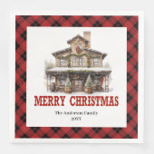 Western Buffalo Plaid Christmas Paper Napkins Servet (Voorkant)